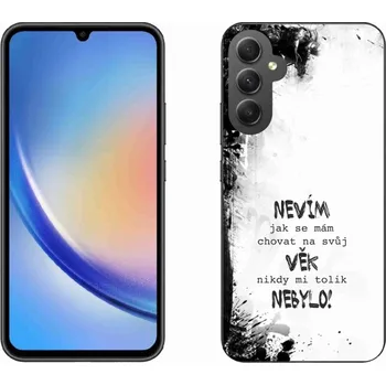 Pouzdro na mobilní telefon Gelový kryt mmCase na Samsung Galaxy A34 5G - vtipný text 14 bílé pozadí