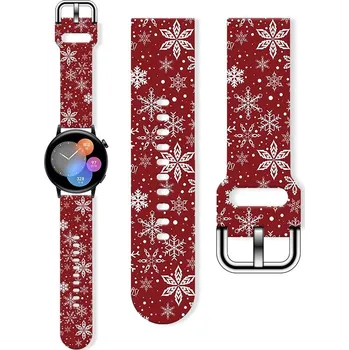 Příslušenství k chytrým hodinkám eses Silikonový řemínek - Vánoční červený s vločkami, 22 mm