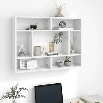 police ZBXL Nástěnná police bílá s vysokým leskem 75x16x55 cm