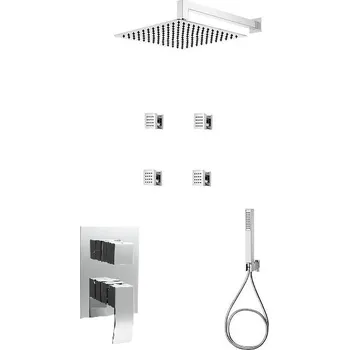 Sprchová hlavice BESTECO Luxusní Podomítkový Sprchový Systém G11-3114 (Chrom), Nastavitelné Hydromasážní Trysky, Hlavová Sprcha 30x30 cm, Kompletní Sada