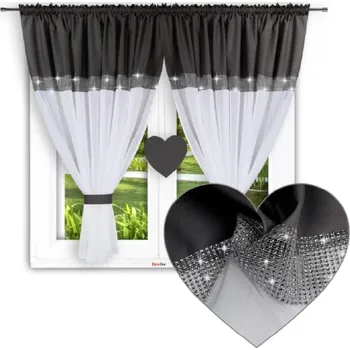 Záclona Fliying Hotová záclona s řasící páskou Srdíčka bílá/šedá 400x145 cm