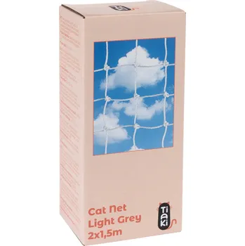 Hračka pro kočku TIAKI bezpečnostní síť pro kočky s drátěnou výztuhou, světle šedá 2x1,5 m