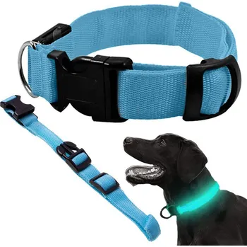 Obojek pro psa LED svítící obojek 59 cm - modrý