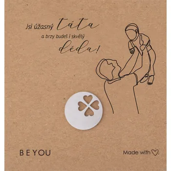 Dárková krabička Dárková karta budeš Dědeček a žeton pro štěstí