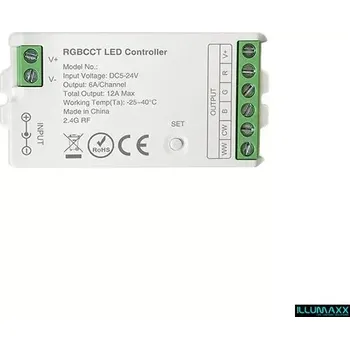 Příslušenství pro LED osvětlení RF přijímač 039S, 12A, 2,4GHz přijímač pro ovládání RGBCCT LED pásků