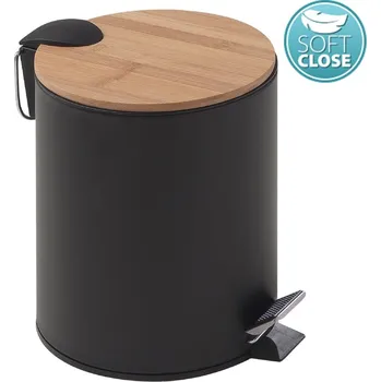 Odpadkový koš Gedy KENTA odpadkový koš 3l, Soft Close, černá mat/bambus