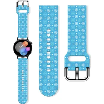 Příslušenství k chytrým hodinkám eses Silikonový řemínek - Vánoční světle modrý s vločkami, 20 mm