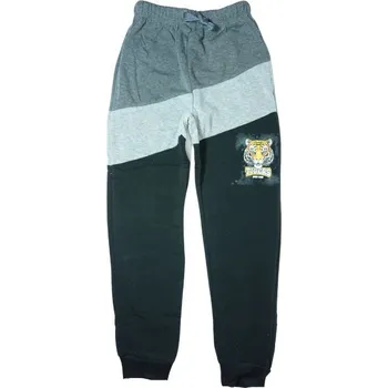 Chlapecké kalhoty CHLAPECKÉ TEPLEJŠÍ TEPLÁKY šedá/černá Sezon L3395 (Chlapecké teplé tepláky)