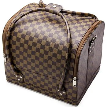 Kosmetický kufr Elegantní cestovní kosmetický kufřík Hnědý