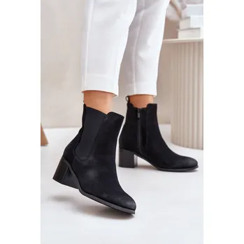 Dámské kozačky Zateplené dámské kotníkové boty na podpatku Radeya Barva: Černá, Velikost: 38