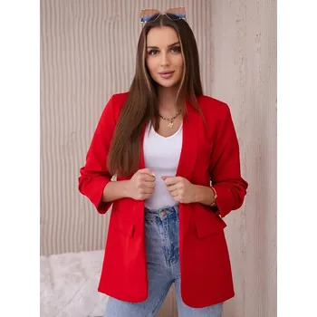 Dámské jednobarevné sako 9709 v červené barvě, VELIKOST UNI ( S, M , L )