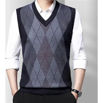 Pánské oblečení Pánská vesta s geometrickým vzorem Barva: Tmavě Modrá, Velikost: L