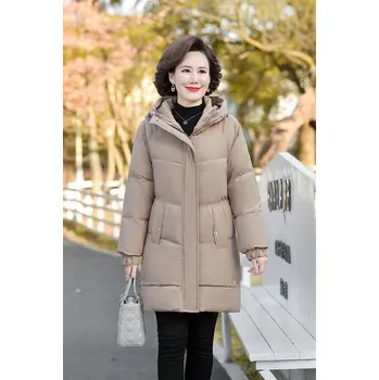 Dámská parka Dámská zimní bunda s kapsami Barva: Khaki, Velikost: 4XL