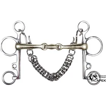 Udidlo pro koně Pelham 2x lomený HKM -ARGENTAN 16MM- - 12,5cm