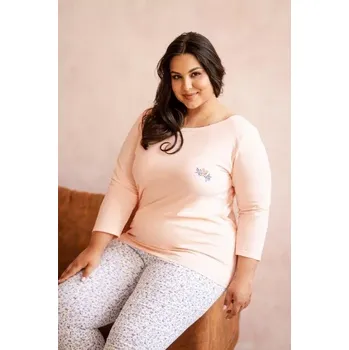 Dámské pyžamo Taro, dámské pyžamo 3257-Ariella, dlouhý rukáv, meruňková, vel. 5XL