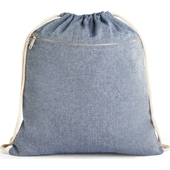 Sportovní vak CHANCERY. Stahovací vak z recyklované bavlny (70 %), polyesteru (30 % rPET) (140 g/m²) - Modrá