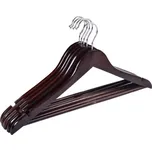Dřevěný věšák s kalhotovou tyčí RONDO 5 kusů - tmavě hnědý