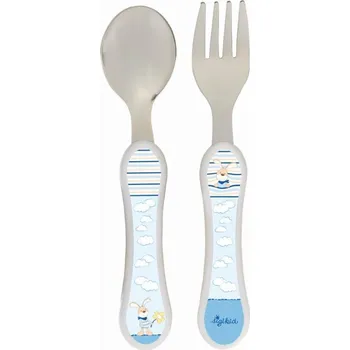 Příbor Melamin baby příbor-kov SEMMEL BUNNY - NOVÝ DESIGN (vidlička a lžíce) (14 cm) sigikid