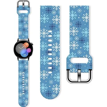 Příslušenství k chytrým hodinkám eses Silikonový řemínek - Vánoční modrý s vločkami, 20 mm