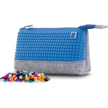 Penál PIXIE CREW velké pouzdro ŠEDÉ/MODRÉ