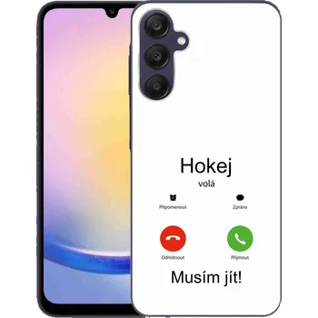 Pouzdro na mobilní telefon Gelový kryt mmCase na Samsung Galaxy A25 5G - hokej volá bílé pozadí