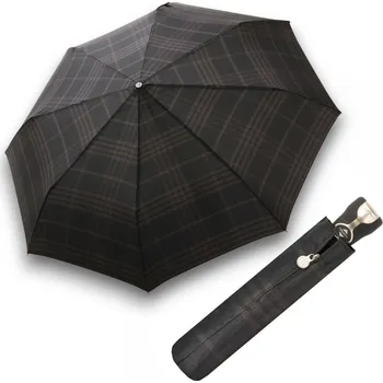 Deštník Bugatti Gran Turismo Check Black - pánský plně automatický skládací deštník