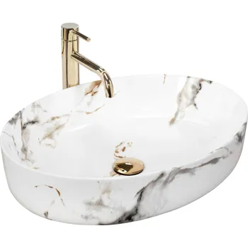 Umyvadlo Rea Umyvadlo na desku Queen - Carrara Shiny - 55x41,5 cm