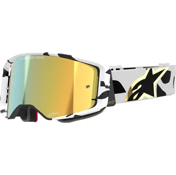 Motodoplněk Brýle SUPERTECH CORP, ALPINESTARS (bílá/zlatá, zrcadlové zlaté plexi) 2025