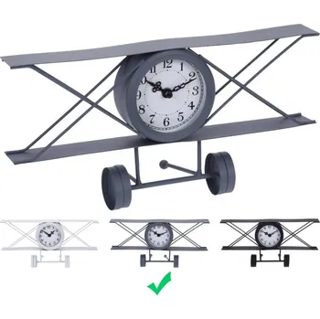 Hodiny Hodiny stolní designové LETADLO 30 cm šedá KO-HZ1911500seda