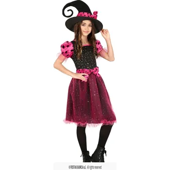 Karnevalový kostým Dětský kostým Růžová čarodějnice 5-6 let