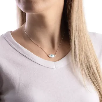 Náhrdelník Stříbrný 925 náhrdelník - ochranné Horovo oko, přírodní perleť