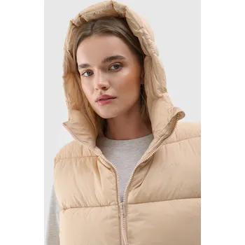 Dámská mikina Dámská Péřová Vesta S Kapucí 4F 4FWAW24TVJAF141-20S Barva: Béžová, Velikost: S
