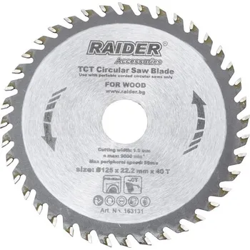 Řezný kotouč Řezný kotouč na dřevo 125x40Zx22,2mm na ocel a nerez , Raider RD-163131