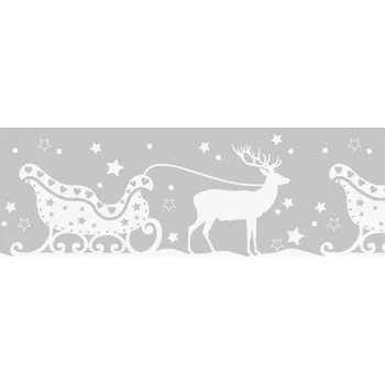 Samolepící dekorace Ozdobná nálepka na okno - páska 2m - jelen a sáně