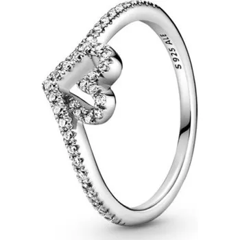 Prsten Prsten PANDORA Třpytivé srdce a kost přání 50 199302C01-50