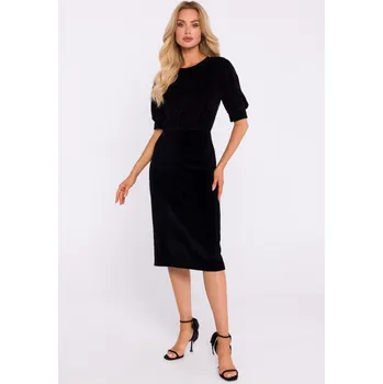 Dámské šaty M827 Sametové pouzdrové šaty - černé EU M