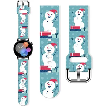 Příslušenství k chytrým hodinkám eses Silikonový řemínek - Vánoční modrý se sněhuláky, 22 mm