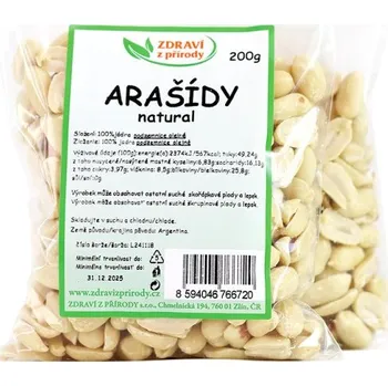 Sušená potravina IPJ NATUR s.r.o. Arašídy natural 200g ZP 907