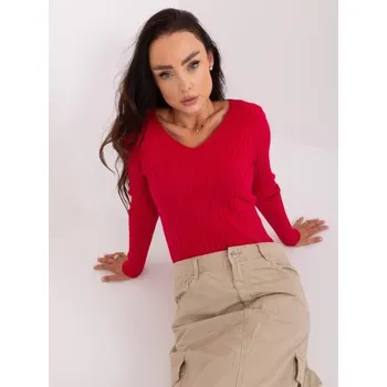 Dámský svetr Dámský svetr pruhovaný GUIL červený
