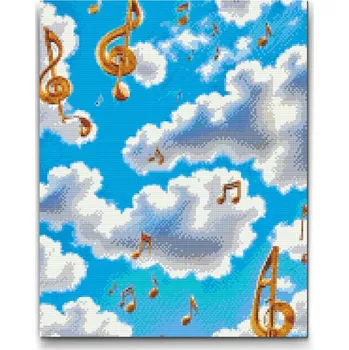 Diamantové malování Diamantové malování - Noty v oblacích Velikost: 30x40cm, Rámování: Pouze srolované plátno, Diamanty: Čtvercové