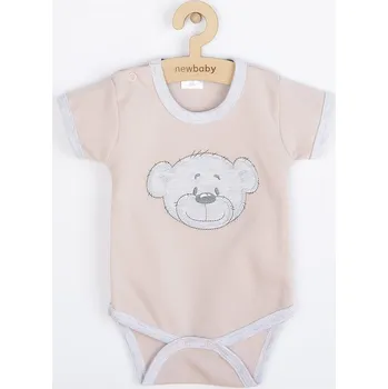 Kojenecké bavlněné body s krátkým rukávem New Baby BrumBrum old pink grey 86 (12-18m)