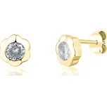 JVD Dámské stříbrné pozlacené peckové náušnice se zirkony na puzetku SVLE1603XH2GO00