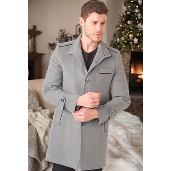Pánská casual bunda PLT8391 DEWBERRY MEN&#039;S COAT-STRAIGHT GREY dewberry šedá 2577028