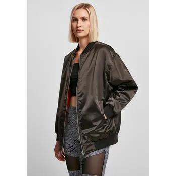 Dámský bomber Dámská oversized saténová bomber bunda černá Urban Classics hnědá 2547469