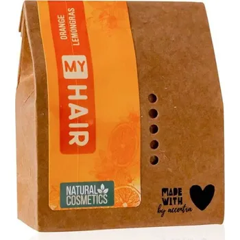 Šampon Shampoo bar MY HAIR 60g- esenciální olej Pomeranč a Lemongras, vlastní logo 3x14cm