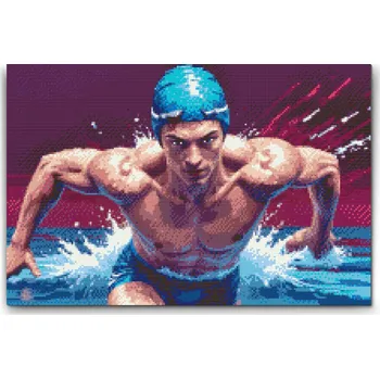 Diamantové malování Diamantové malování - Plavec Velikost: 40x60cm, Rámování: Pouze srolované plátno, Diamanty: Kulaté