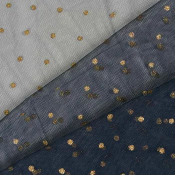 2. Třída - Tyl s mini zlatými puntíky tmavě modrý