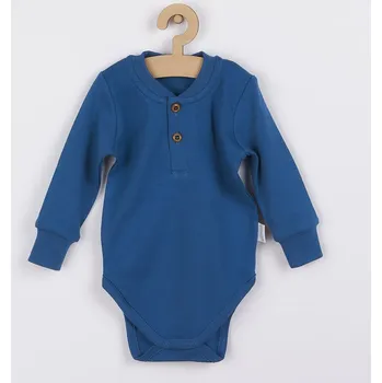 Kojenecké bavlněné body s dlouhým rukávem Nicol Ivo modrá 74 (6-9m)