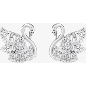 Náušnice Preciosa Stříbrné náušnice Sparkling Swan, labuť s kubickou zirkonií Preciosa, bílé