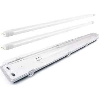 Zářivkové svítidlo T-LED / V-TAC Trubicové těleso IP65 s odražečem + 2x 1850lm LED trubice 120cm - denní bílá